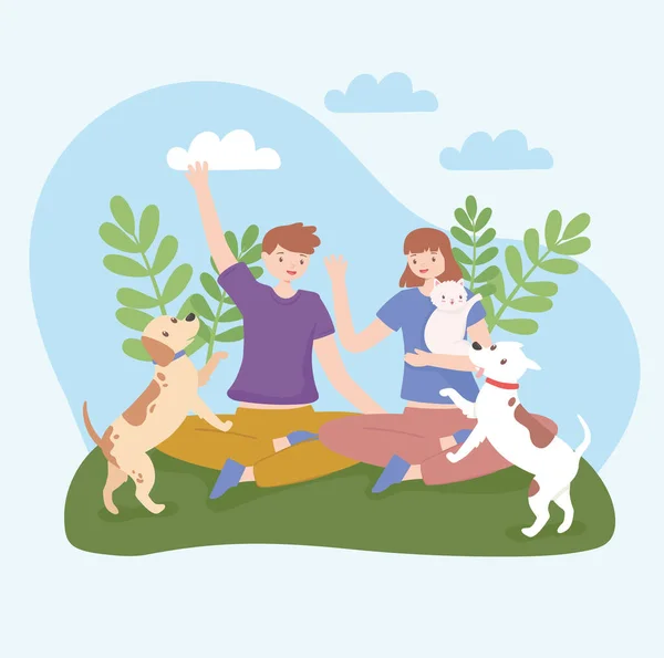 Kids with pets — Stock Vector