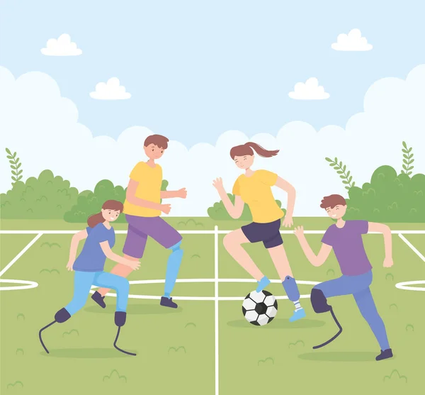 Gehandicapten die voetballen — Stockvector