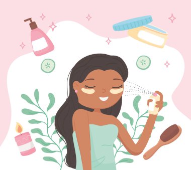 Kadın yüz kremi sürüyor.