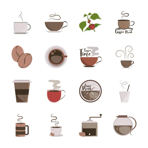 Vari disegni di caffè — Vettoriale Stock