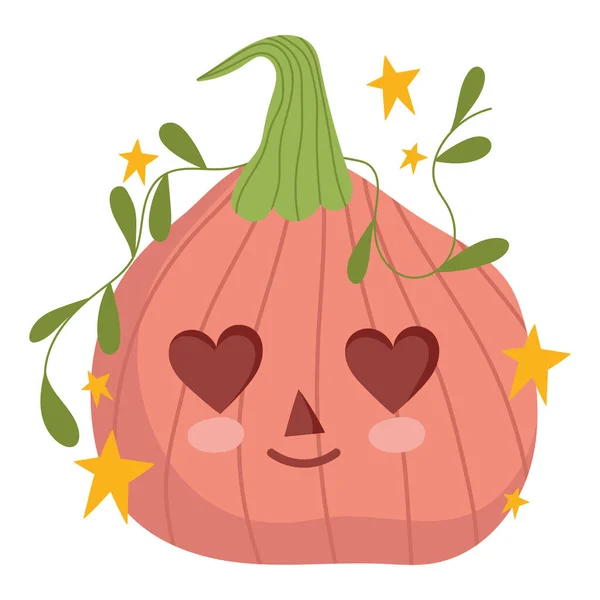 Cute pumpkin and leaves — Stock Vector