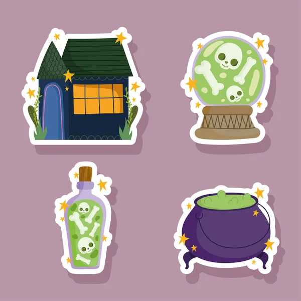 Halloween stickers pictogrammen — Stockvector