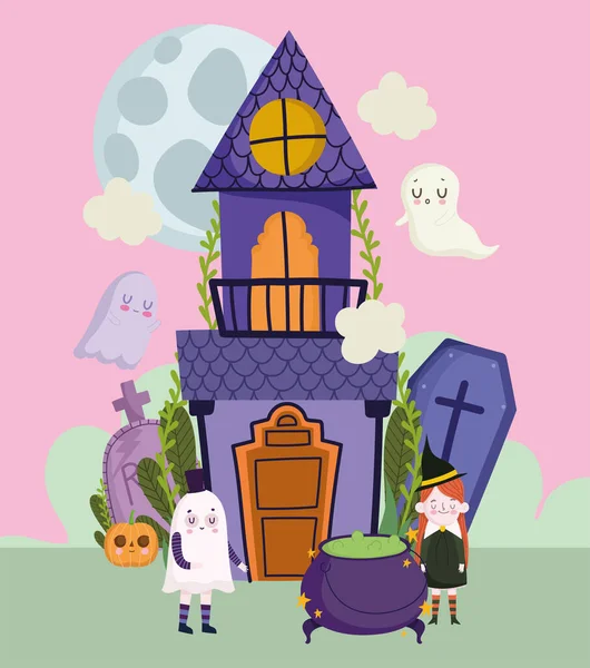 Halloween kids in costume — Stock Vector