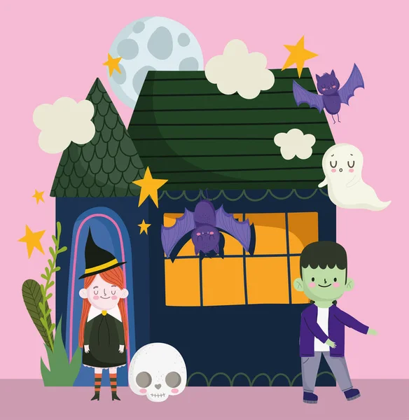 Halloween děti slaví — Stockový vektor