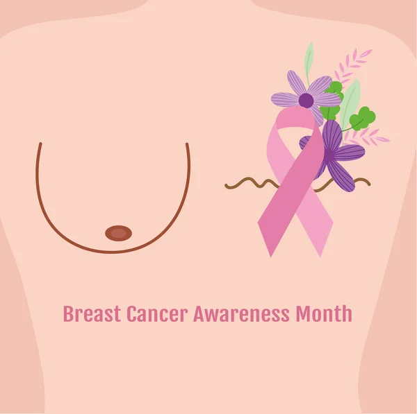 Mes de sensibilización sobre el cáncer de mama — Vector de stock