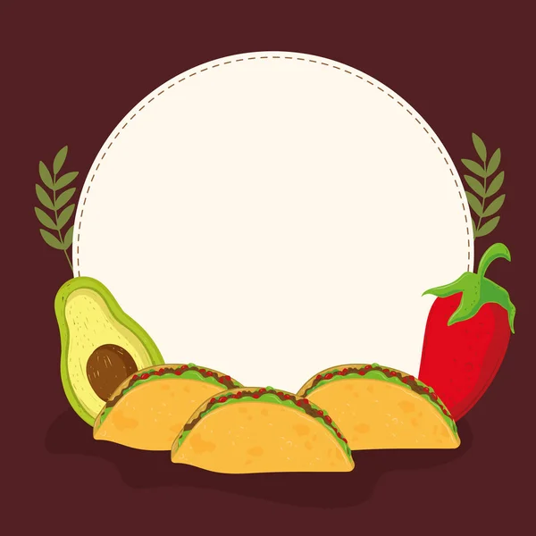 Tacos alpukat dan cabai - Stok Vektor