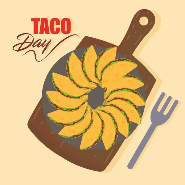 Taco day, tacos na talerzu — Wektor stockowy