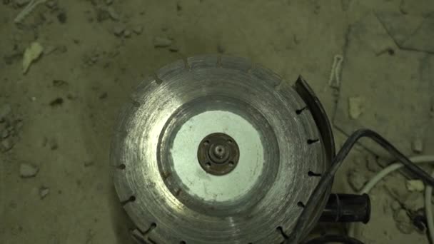 Grinder Segment Disc Cutting Seams Concrete Slow Motion — Stock Video