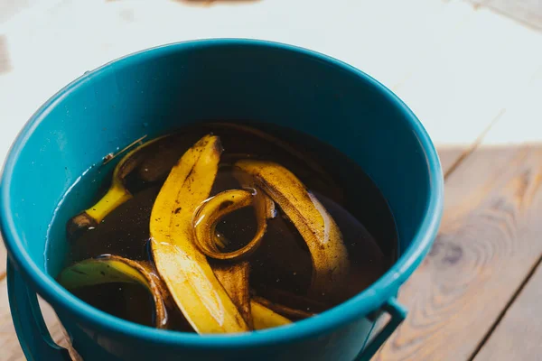 Bahçe yataklarını gübrelemek için muz kabuklarını geri dönüştürüyorum.