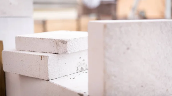 Use Aerated Concrete Blocks Building Material — Stock Photo, Image