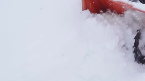 Snow blower auger rotation close up in slow motion — Stock Video