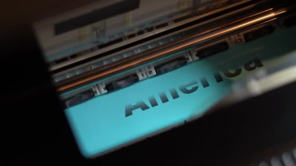 Printer prints a plate from Television of America — Stock Video