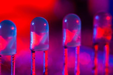 Makro fotoğrafçılıkta kırmızı ve mavi tonlarda LED 'ler