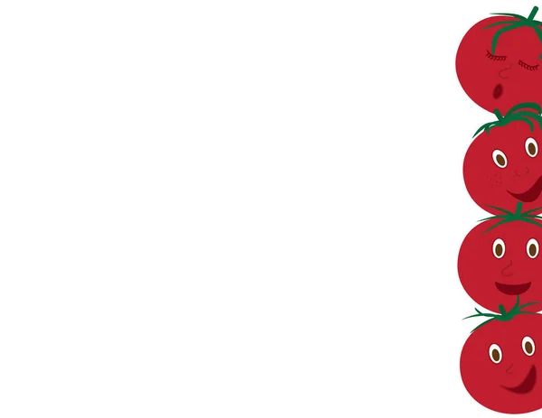 Набор Милых Персонажей Красного Помидора Сбоку Страницы — стоковый вектор