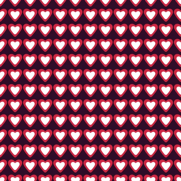 Κόκκινο Και Άσπρο Καρδιές Σχήματα Σειρές Αδιάλειπτη Μοτίβο Σκούρο Μωβ — Διανυσματικό Αρχείο