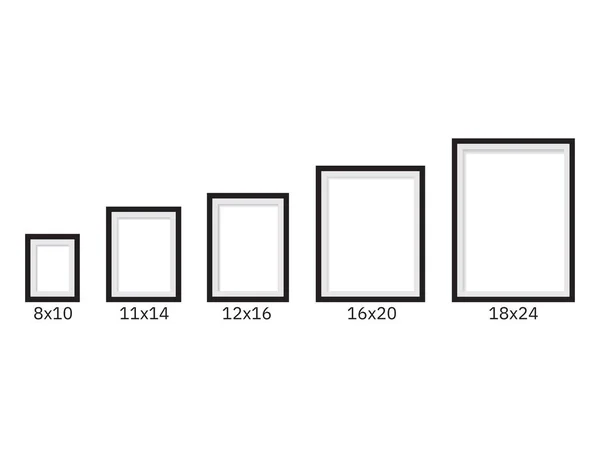 Набор Рамок Размеров Черного Плаката Белом Фоне — стоковый вектор