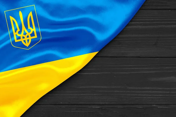 Vlag Van Oekraïne Met Drietand Plaats Voor Tekst Omgaan Ruimte — Stockfoto
