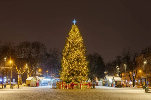 Lviv Ukraine Stycznia 2021 Choinka Jarmark Bożego Narodzenia Nowego Roku — Zdjęcie stockowe