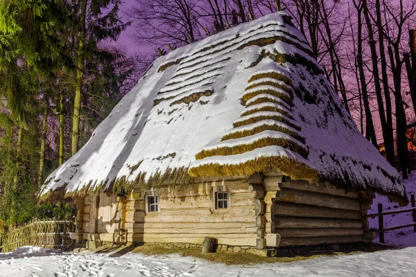 Lviv Ucraina Gennaio 2021 Vecchia Casa Retrò Legno Nel Shevchenko — Foto Stock