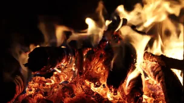 Feu Brûle Dans Poêle Une Cheminée — Video