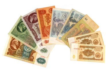 LVIV, UKRAINE - 15 Aralık 2020: Sovyet rublesi parası izole edildi