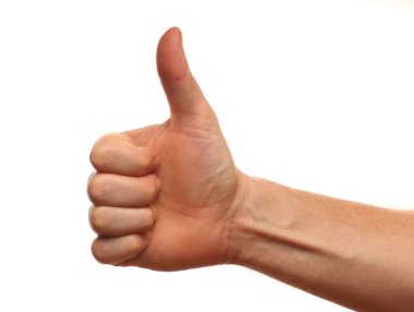 Beyaz arka planda güçlü bir el gibi.