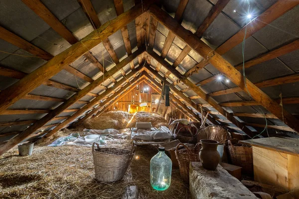 Old Abandoned Cluttered Attic — Stock Photo, Image