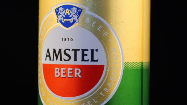 Lviv Ukraine 2020 Amstel Beer Tin — 비디오