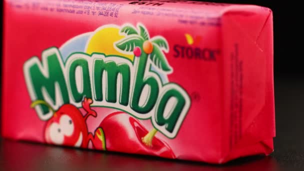 Lviv Ukraine May 2020 Mamba Delicious Candy Chewing Gum Sweets — 图库视频影像