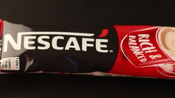 Lviv Ukraine April 2020 Nescafe Coffee Milk Sticker — 图库视频影像