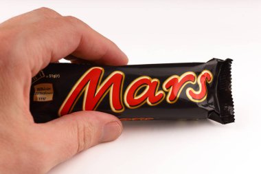 LVIV, UKRAINE - Nisan 06, 2020: Beyaz zemin üzerinde Mars