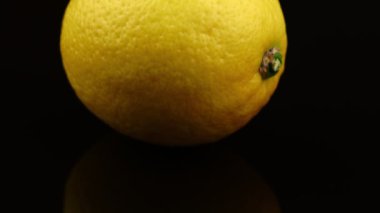 Sarı limon yuvarlak siyah arkaplan