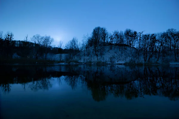 Scary Mysterious Lake Night — Stock Photo, Image