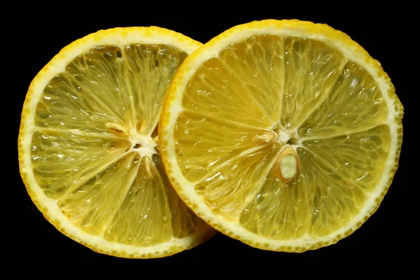 Několik Plátků Citronu Černém Pozadí — Stock fotografie
