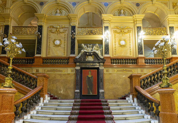 LVIV, UKRAINE - November 22, 2019: Opera theater interior