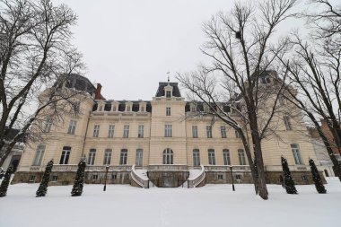 LVIV, UKRAINE - 10 Şubat 2021: Kışın Potocki Sarayı