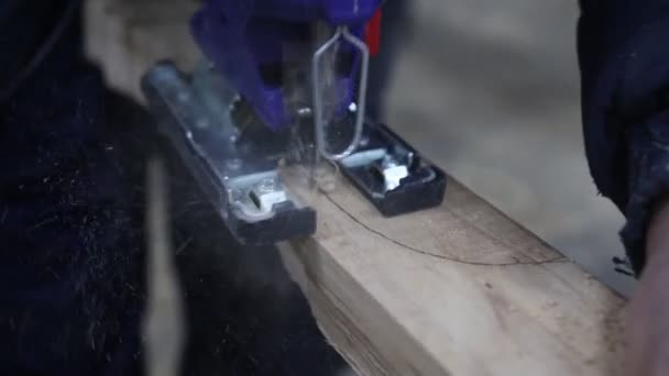Hand Power Jigsaw Tool Work — Vídeos de Stock