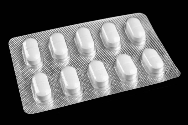 White Pills Blister Close — Stock Photo, Image