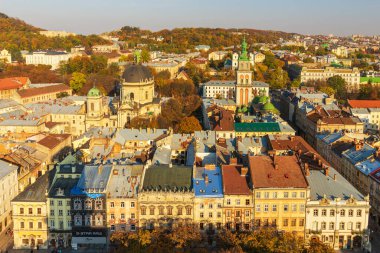 LVIV, UKRAINE - October 16, 2019: Panorama of old European city