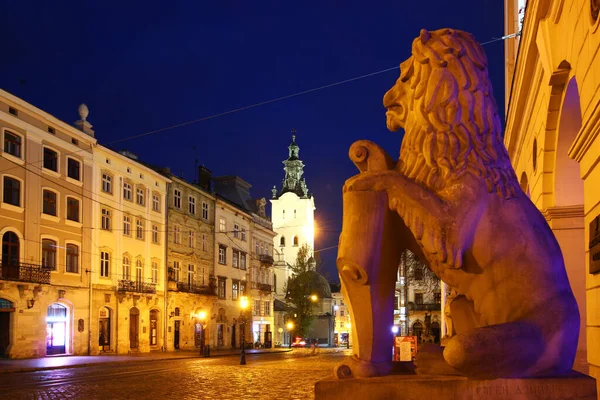 Lviv, UKRAINE - October 11, 2019: City at night
