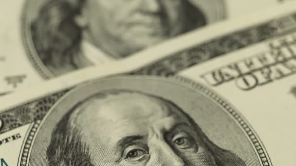 Ben Franklin Ansikte 100 Dollarsedel Och Pengar Närbild — Stockvideo
