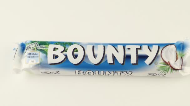 Lviv Ukraine April 2021 Bounty Chocolate Bar Take Hands — Stock Video