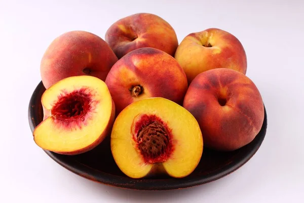 Peach White Background Plate — Stock Photo, Image