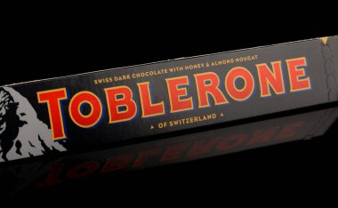 LVIV, UKRAINE - May 13, 2021: Tobleron swiss dark chocolate