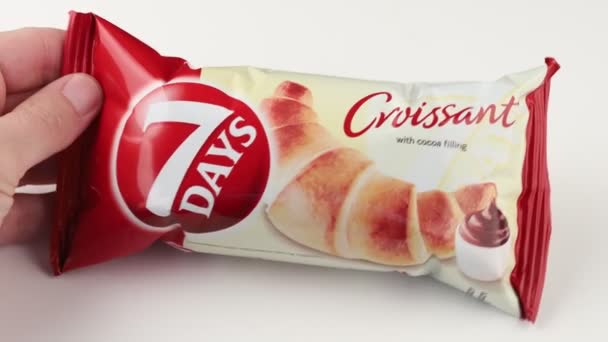 Lviv Ukraine May 2021 Days Croissant Package — Stock Video