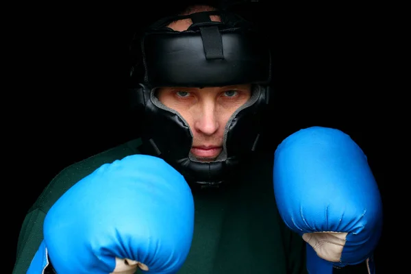 Boxare Handskar Och Hjälm Närbild — Stockfoto