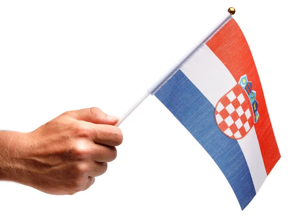 Bandera Croacia Pequeña Mano Aislada —  Fotos de Stock