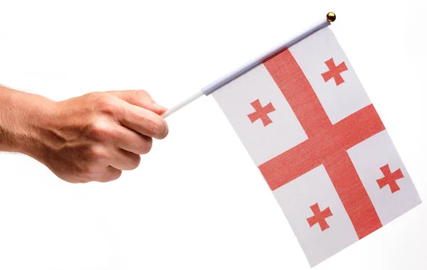 Georgië Vlag Klein Hand Isoleren — Stockfoto