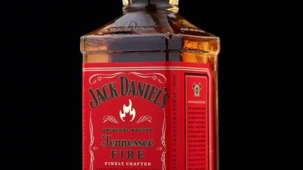 Lviv Ukraine June 2021 Jack Daniels Tennessee Fire Whiskey — 비디오