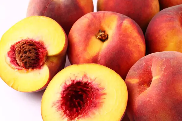 Peach White Background Closeup — Stock Photo, Image